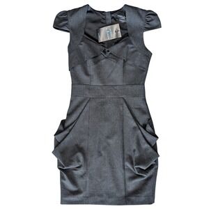 NWT Guess by Marciano Sz. 2 Grey Bodycon Cap Sleeve Midi Dress